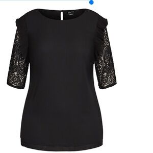 CITY CHIC
Lace Breeze Top -‎ black